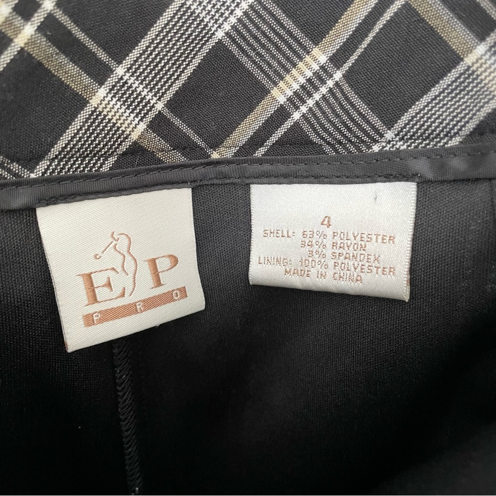 EP Pro Golf Skort Womens 4 Black Tan White Plaid Pockets Golfer Outdoors Casual - Picture 3 of 14
